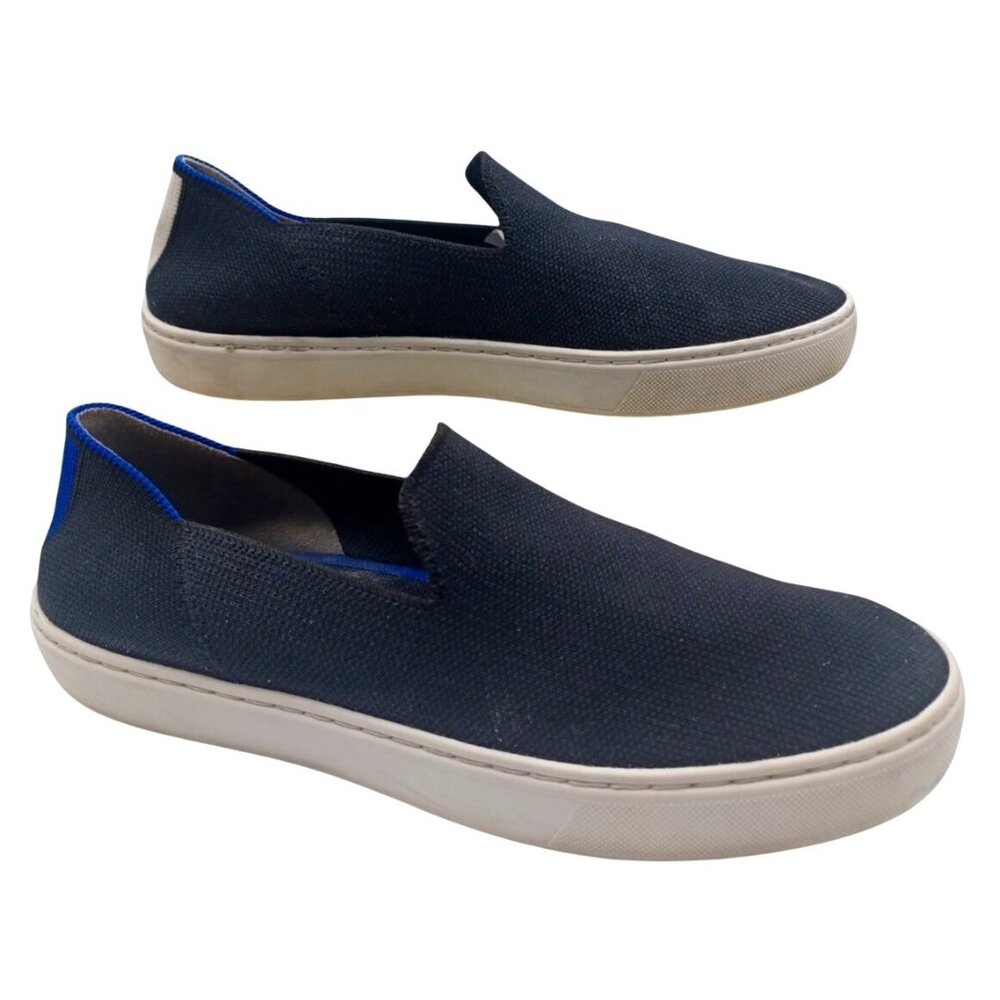 Rothy's The Slip On Black Blue Womens 8 Knit Textile Sneakers Shoes